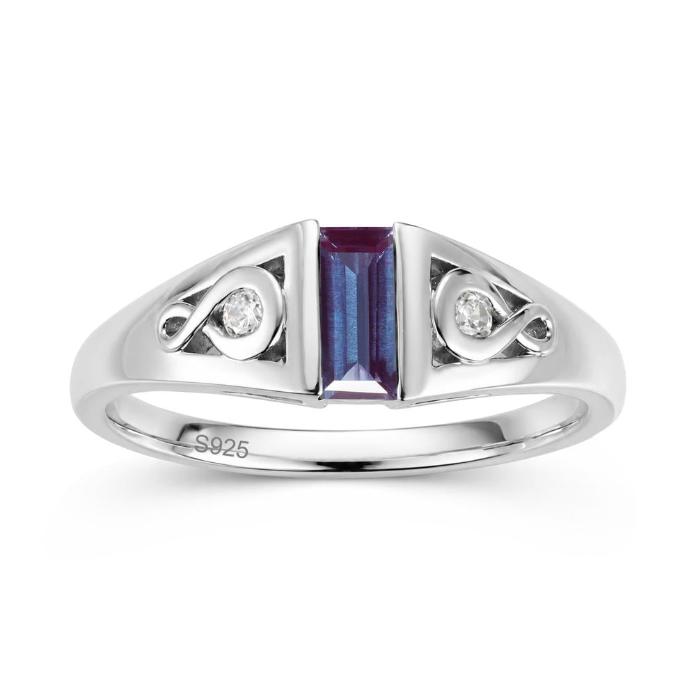 Vintage Rectangle Cut Sapphire Infinity Ring - LUO Jewelry #gemstone_Alexandrite
