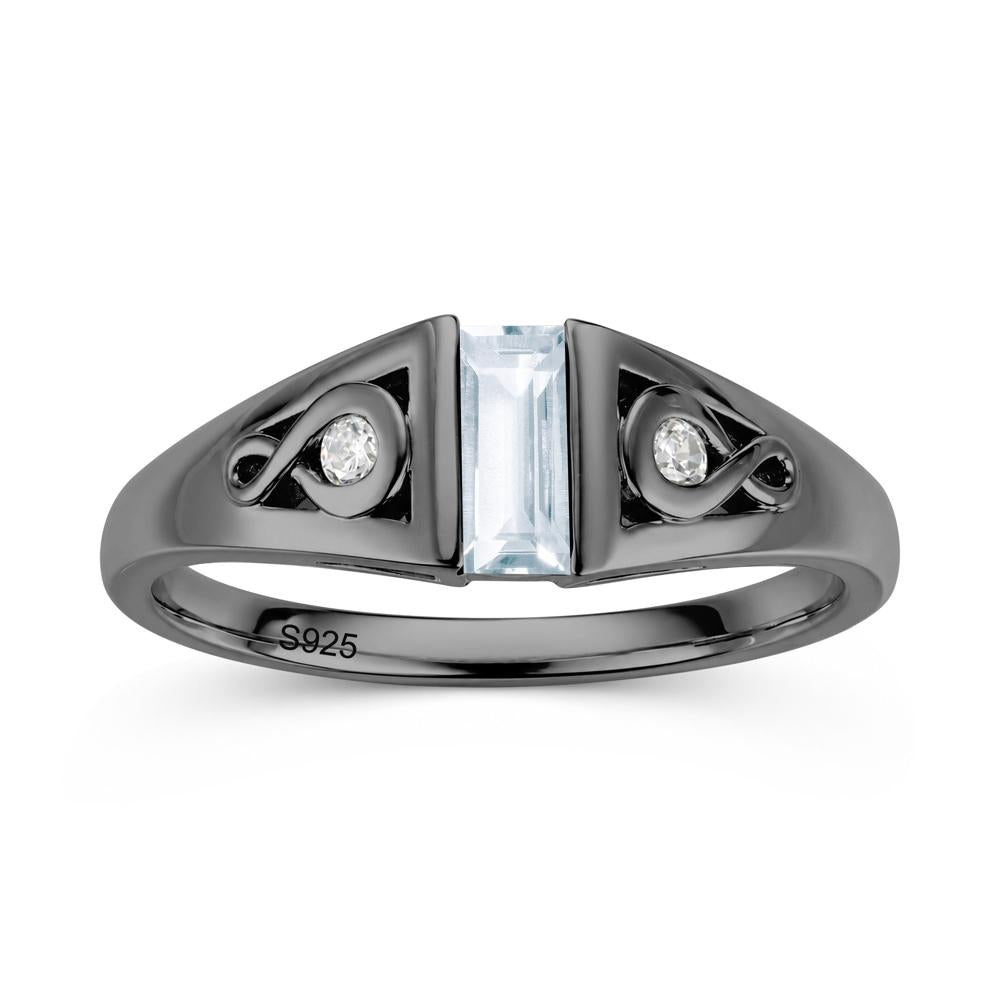 Vintage Rectangle Cut Sapphire Infinity Ring - LUO Jewelry #gemstone_Aquamarine