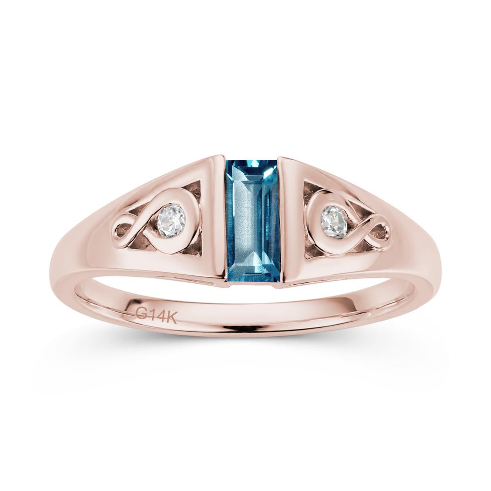 Vintage Rectangle Cut Sapphire Infinity Ring - LUO Jewelry #gemstone_London Blue Topaz