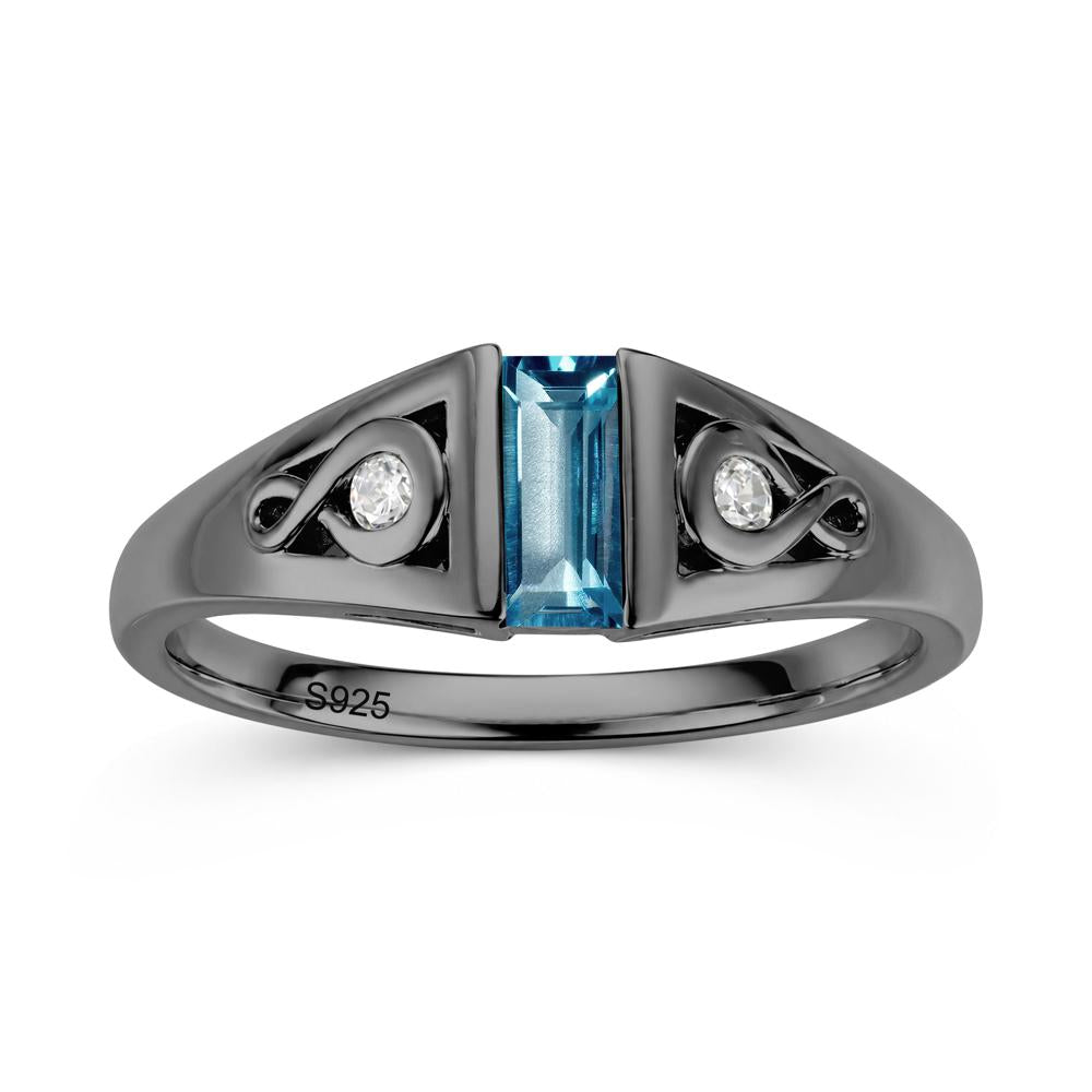 Vintage Rectangle Cut Sapphire Infinity Ring - LUO Jewelry #gemstone_London Blue Topaz
