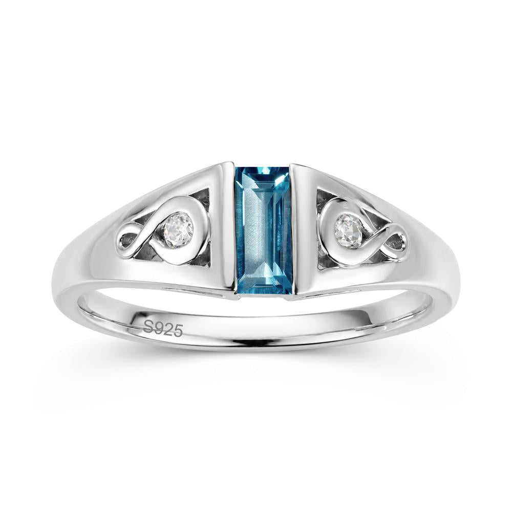 Vintage Rectangle Cut Sapphire Infinity Ring - LUO Jewelry #gemstone_London Blue Topaz