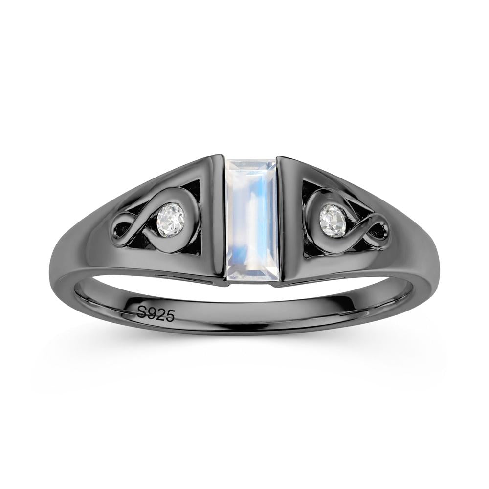 Vintage Rectangle Cut Sapphire Infinity Ring - LUO Jewelry #gemstone_Moonstone