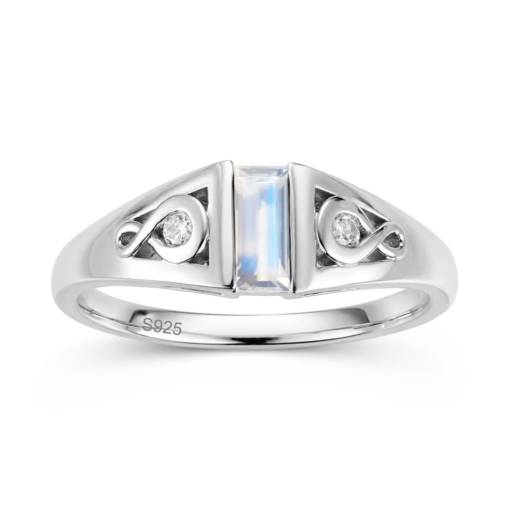 Vintage Rectangle Cut Sapphire Infinity Ring - LUO Jewelry #gemstone_Moonstone
