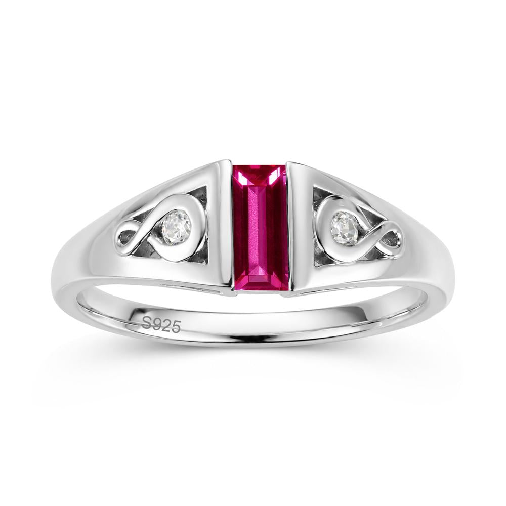 Vintage Rectangle Cut Sapphire Infinity Ring - LUO Jewelry #gemstone_Ruby