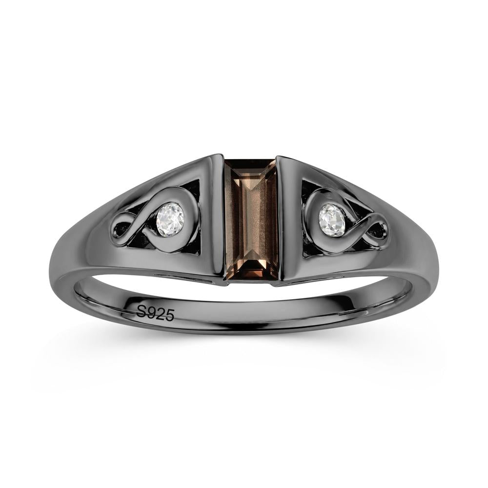 Vintage Rectangle Cut Sapphire Infinity Ring - LUO Jewelry #gemstone_Smoky Quartz