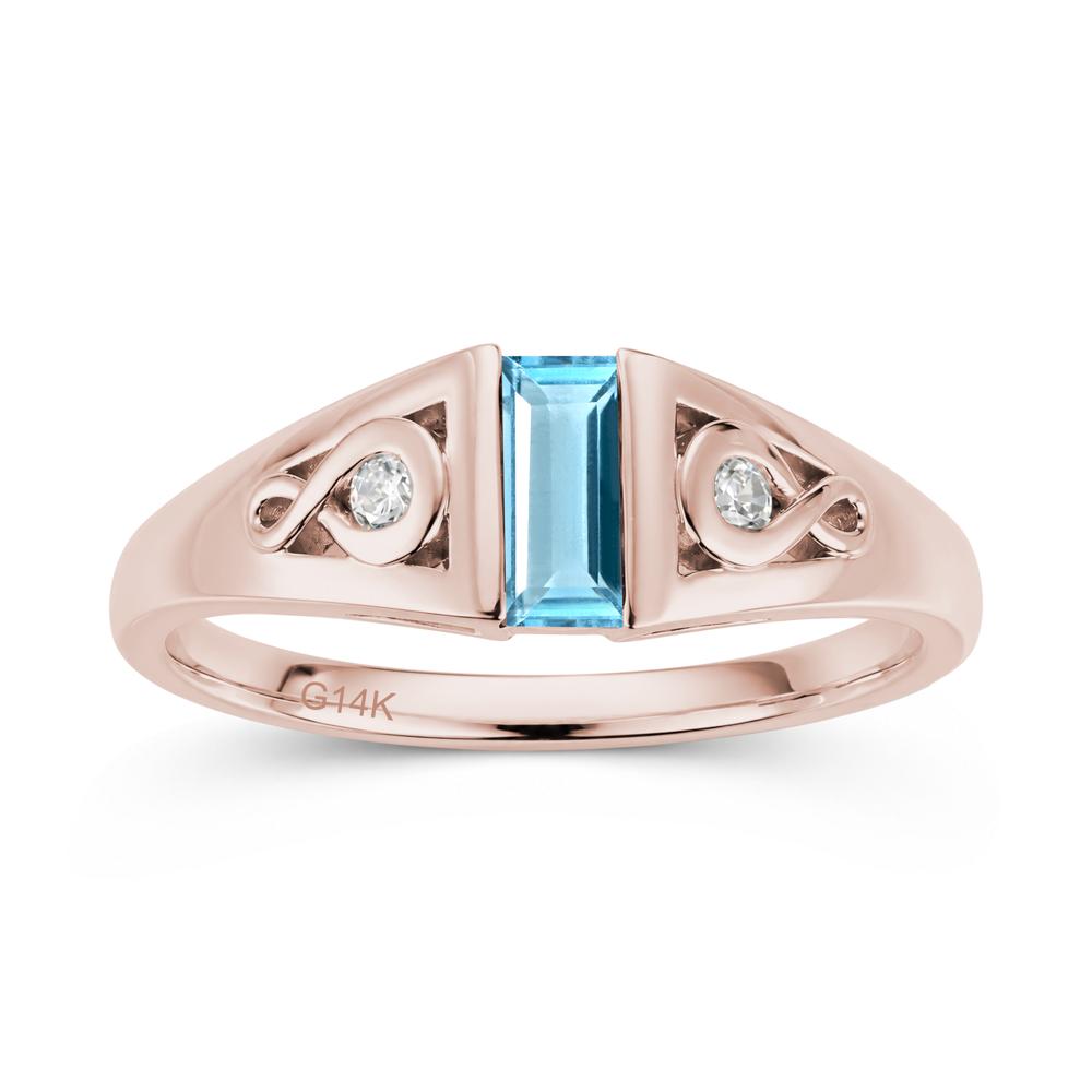 Vintage Rectangle Cut Sapphire Infinity Ring - LUO Jewelry #gemstone_Swiss Blue Topaz