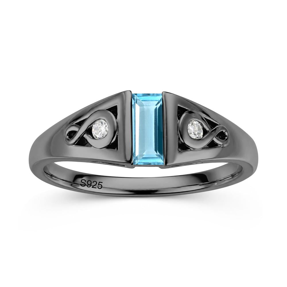 Vintage Rectangle Cut Sapphire Infinity Ring - LUO Jewelry #gemstone_Swiss Blue Topaz
