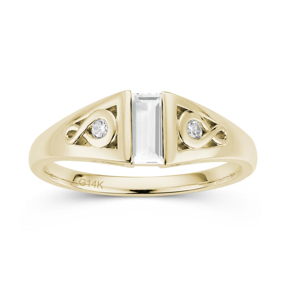 Vintage Rectangle Cut Sapphire Infinity Ring - LUO Jewelry #gemstone_White Topaz