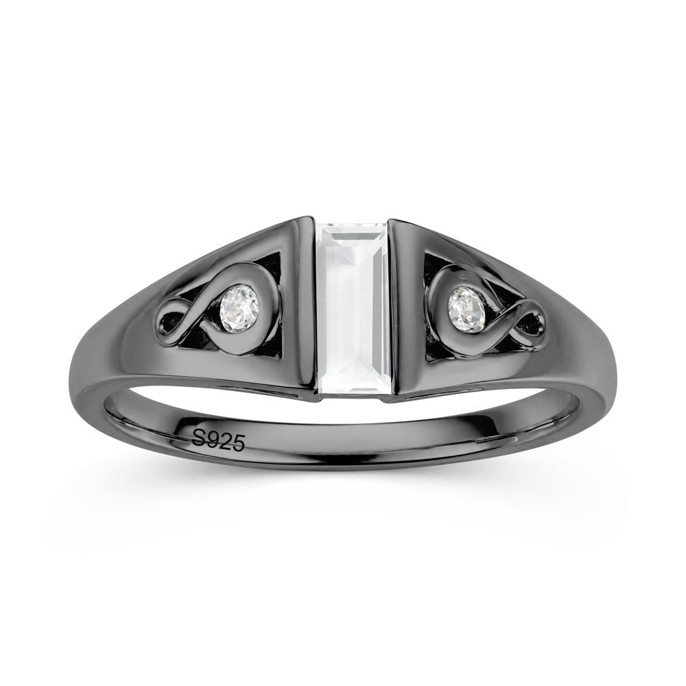 Vintage Rectangle Cut Sapphire Infinity Ring - LUO Jewelry #gemstone_White Topaz