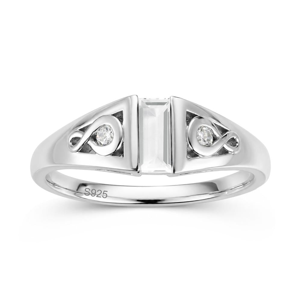 Vintage Rectangle Cut Sapphire Infinity Ring - LUO Jewelry #gemstone_White Topaz