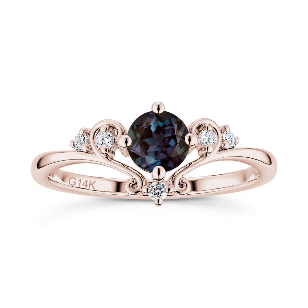Vintage Round Cut Sapphire Swirl Vine Ring - LUO Jewelry #gemstone_Alexandrite