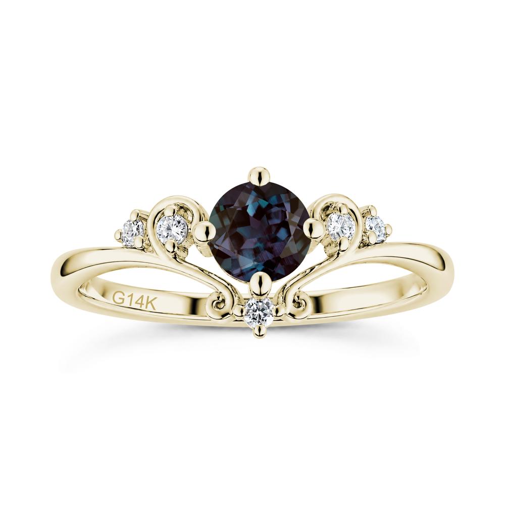 Vintage Round Cut Sapphire Swirl Vine Ring - LUO Jewelry #gemstone_Alexandrite