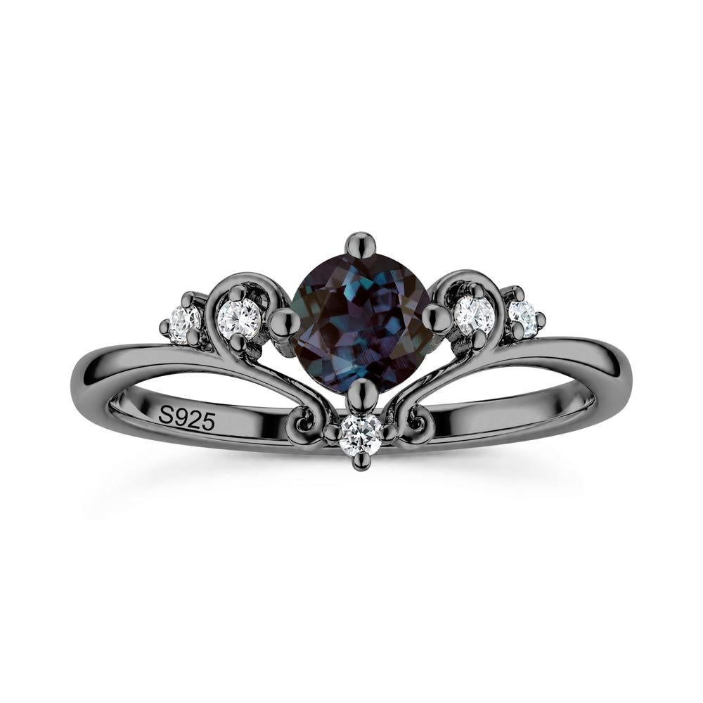 Vintage Round Cut Sapphire Swirl Vine Ring - LUO Jewelry #gemstone_Alexandrite