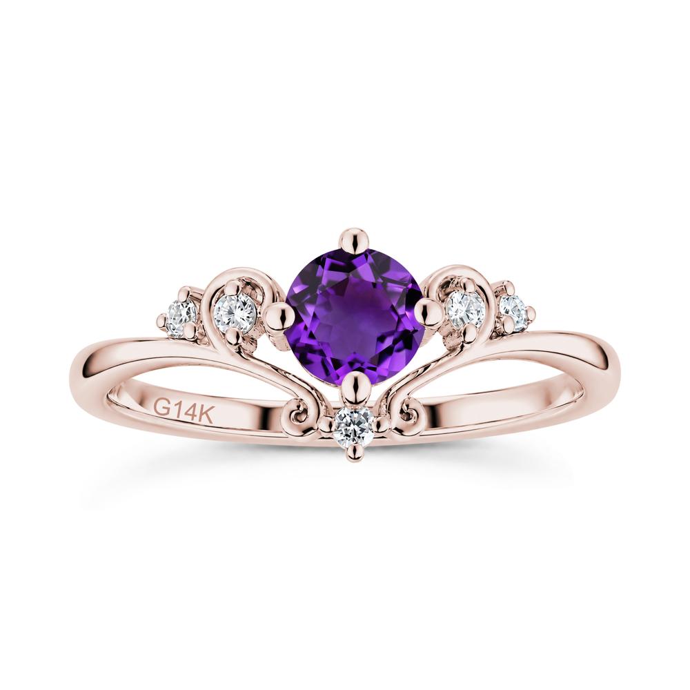 Vintage Round Cut Sapphire Swirl Vine Ring - LUO Jewelry #gemstone_Amethyst