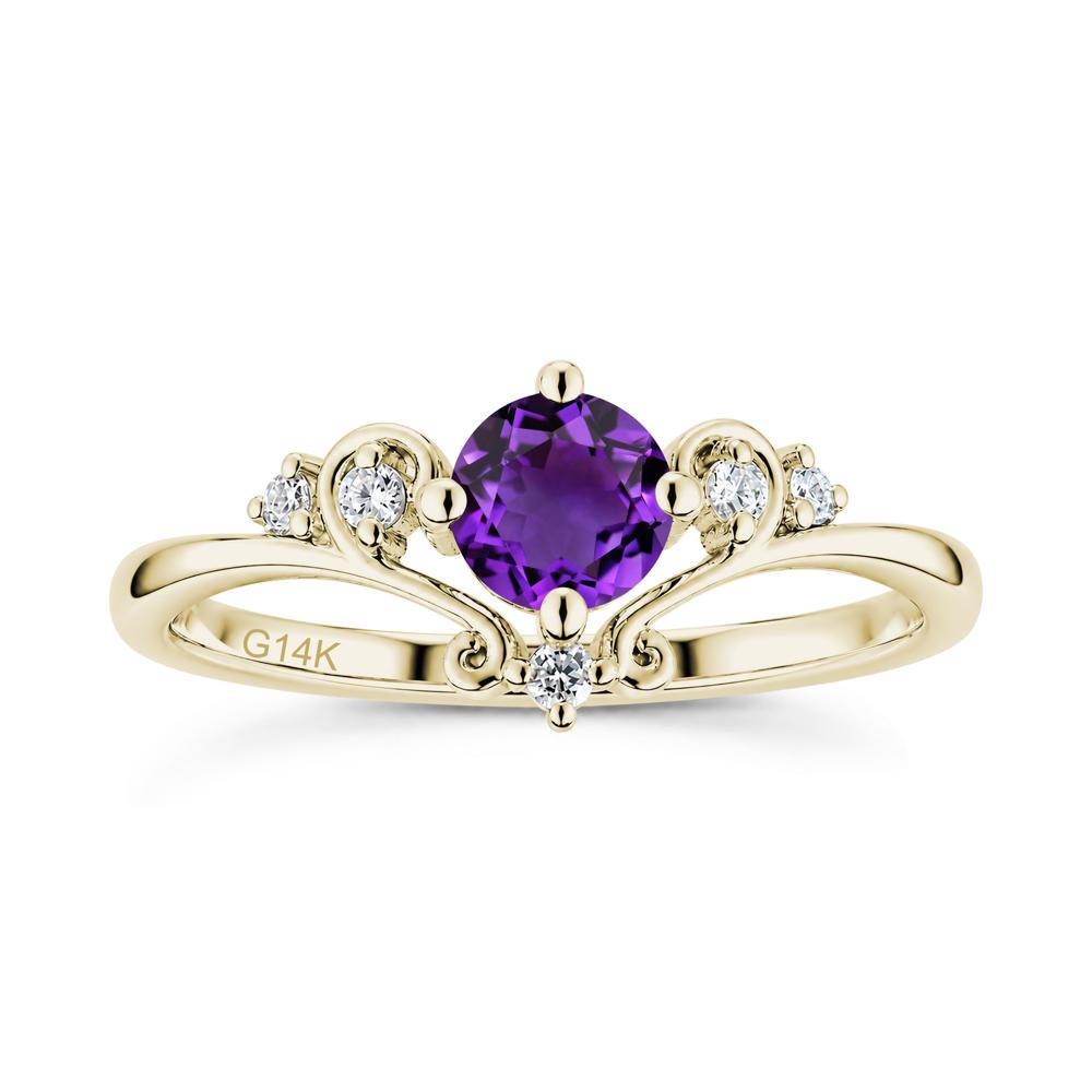 Vintage Round Cut Sapphire Swirl Vine Ring - LUO Jewelry #gemstone_Amethyst