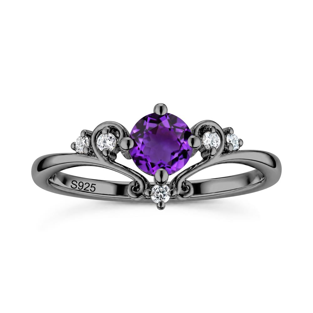 Vintage Round Cut Sapphire Swirl Vine Ring - LUO Jewelry #gemstone_Amethyst