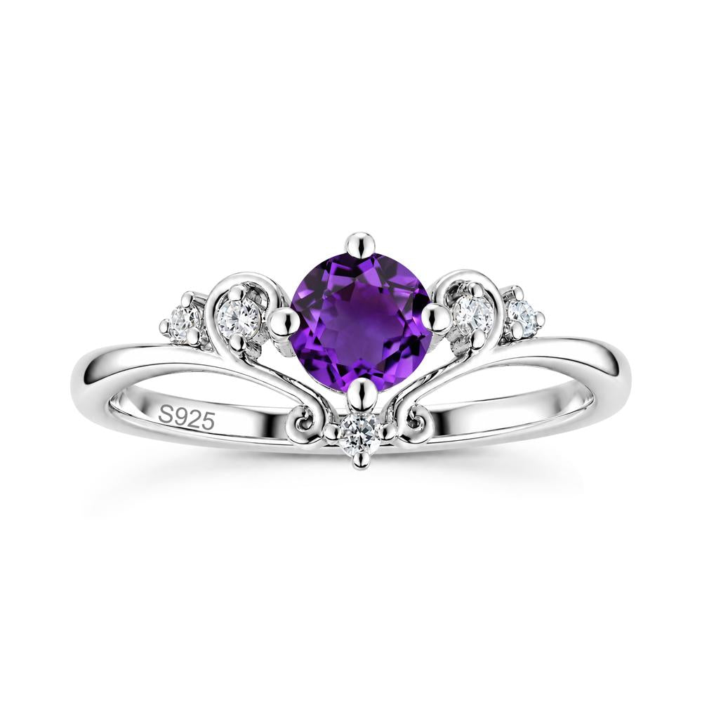 Vintage Round Cut Sapphire Swirl Vine Ring - LUO Jewelry #gemstone_Amethyst