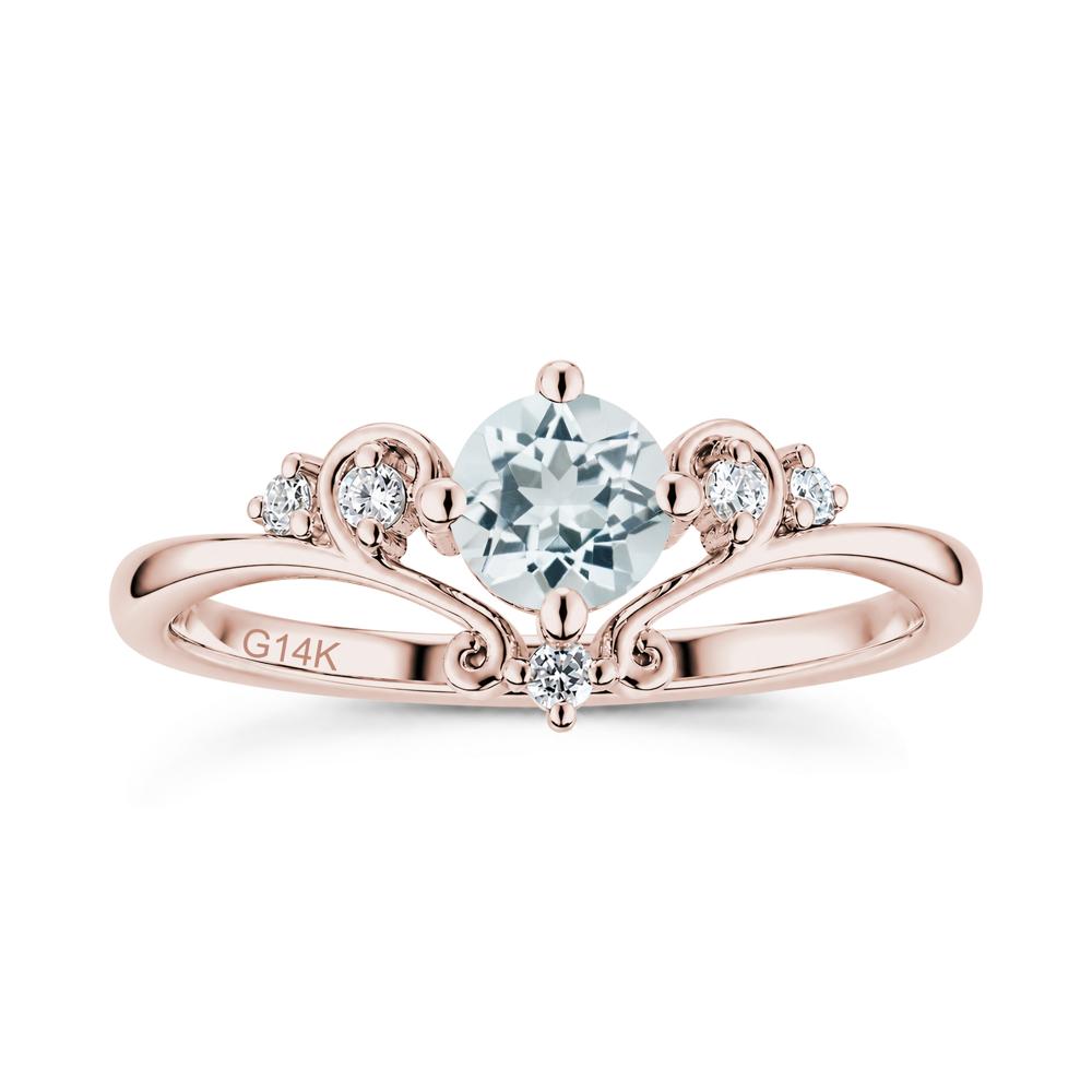 Vintage Round Cut Sapphire Swirl Vine Ring - LUO Jewelry #gemstone_Aquamarine