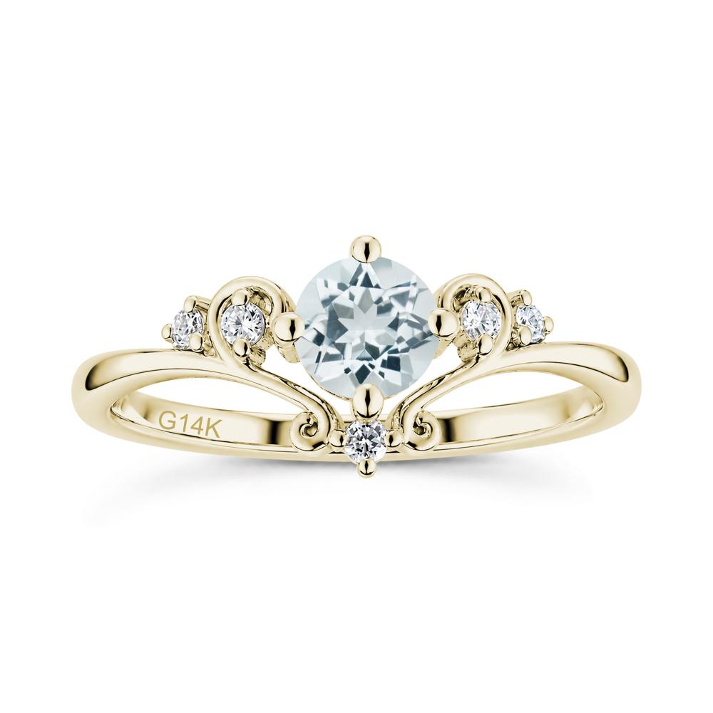 Vintage Round Cut Sapphire Swirl Vine Ring - LUO Jewelry #gemstone_Aquamarine