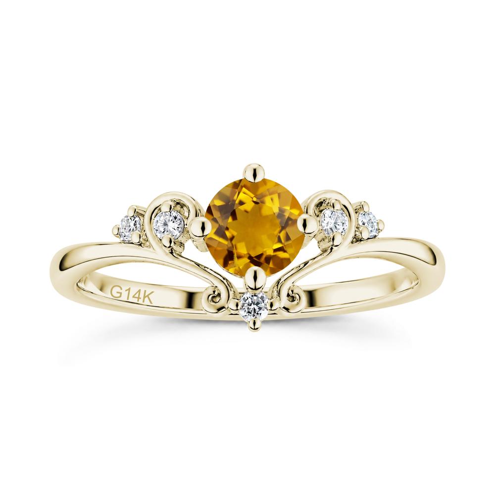 Vintage Round Cut Sapphire Swirl Vine Ring - LUO Jewelry #gemstone_Citrine