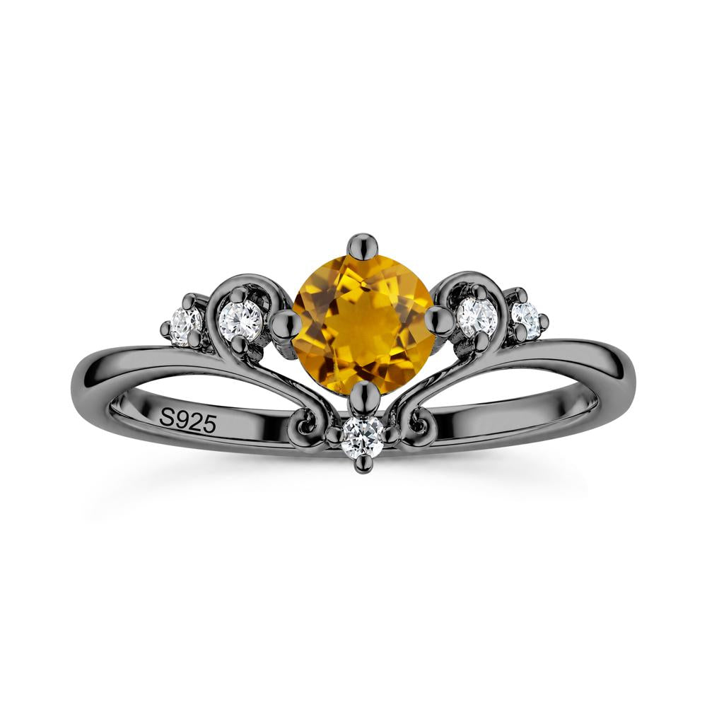 Vintage Round Cut Sapphire Swirl Vine Ring - LUO Jewelry #gemstone_Citrine