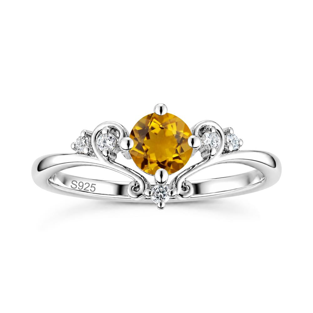 Vintage Round Cut Sapphire Swirl Vine Ring - LUO Jewelry #gemstone_Citrine
