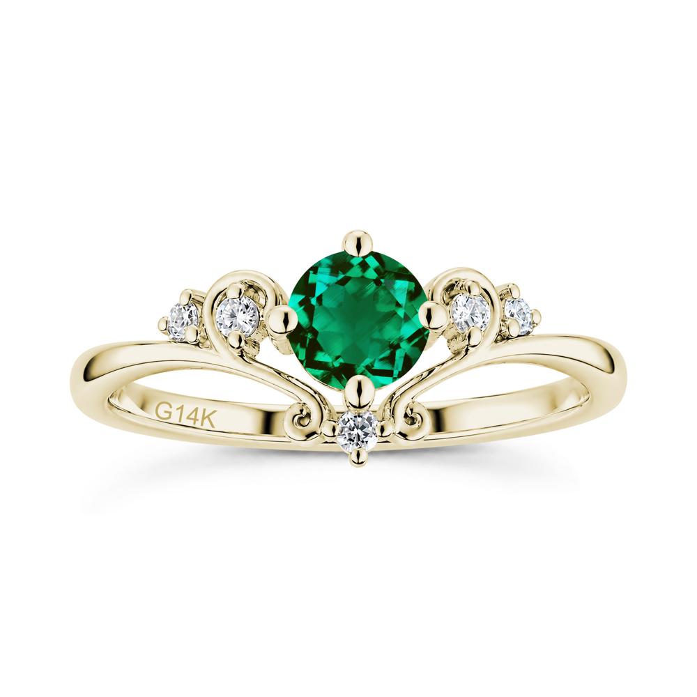 Vintage Round Cut Sapphire Swirl Vine Ring - LUO Jewelry #gemstone_Emerald