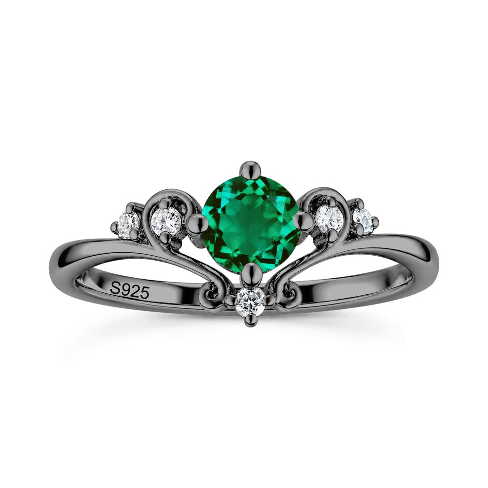 Vintage Round Cut Sapphire Swirl Vine Ring - LUO Jewelry #gemstone_Emerald