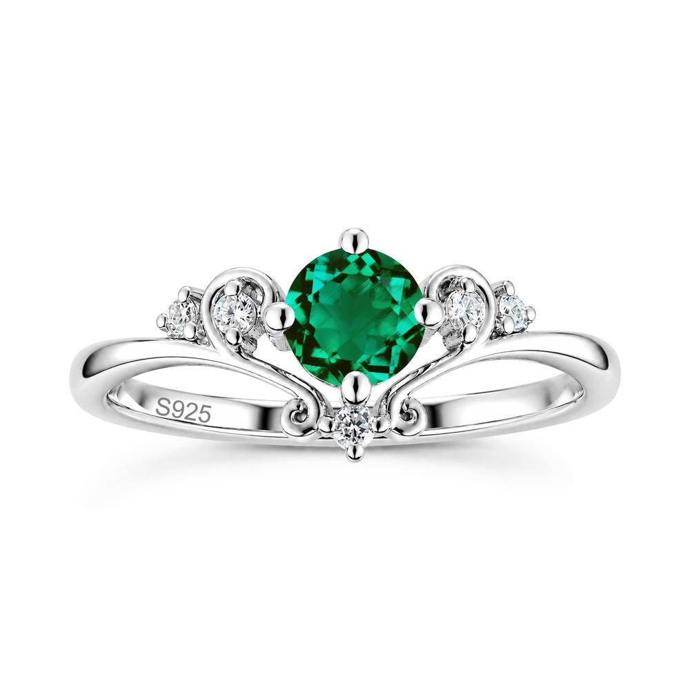 Vintage Round Cut Sapphire Swirl Vine Ring - LUO Jewelry #gemstone_Emerald