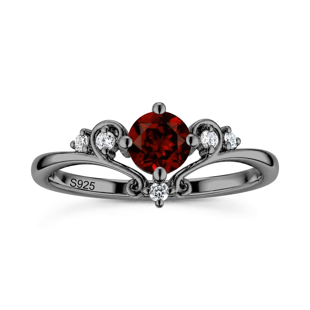 Vintage Round Cut Sapphire Swirl Vine Ring - LUO Jewelry #gemstone_Garnet