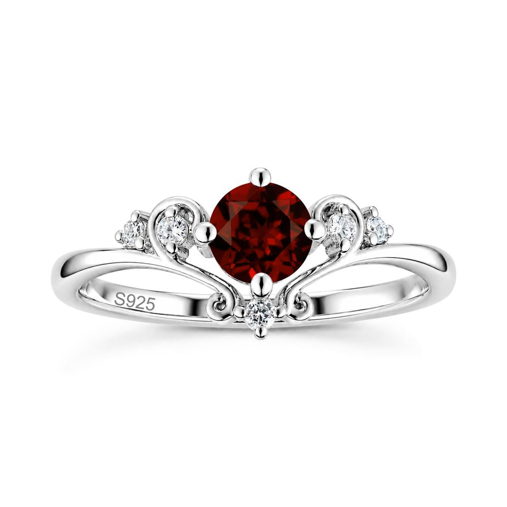 Vintage Round Cut Sapphire Swirl Vine Ring - LUO Jewelry #gemstone_Garnet