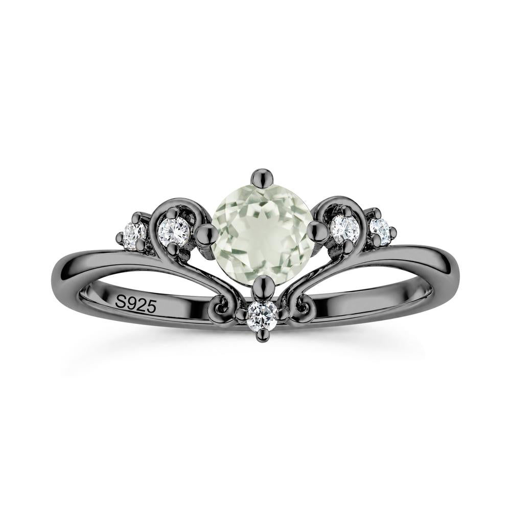 Vintage Round Cut Sapphire Swirl Vine Ring - LUO Jewelry #gemstone_Green Amethyst