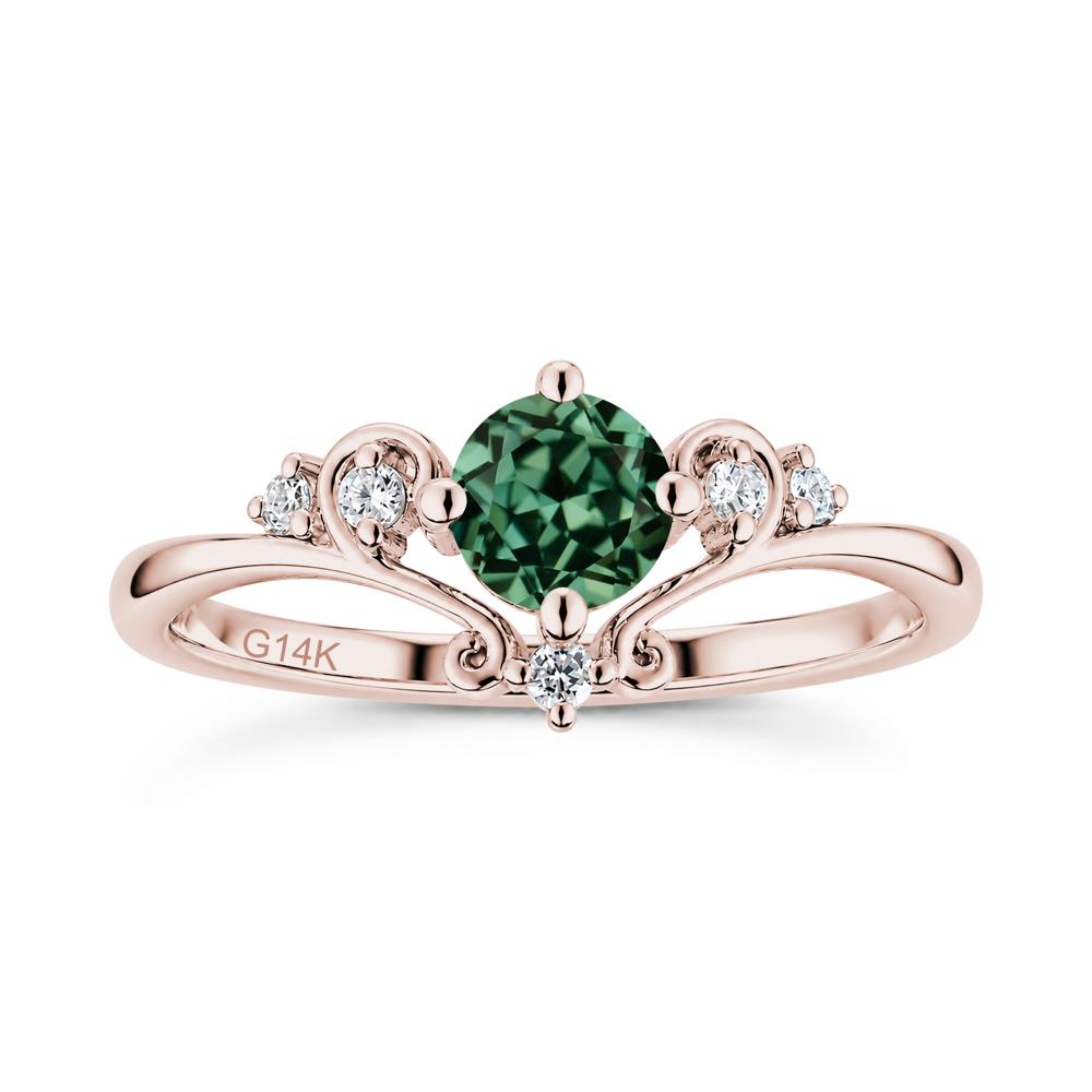 Vintage Round Cut Sapphire Swirl Vine Ring - LUO Jewelry #gemstone_Green Sapphire