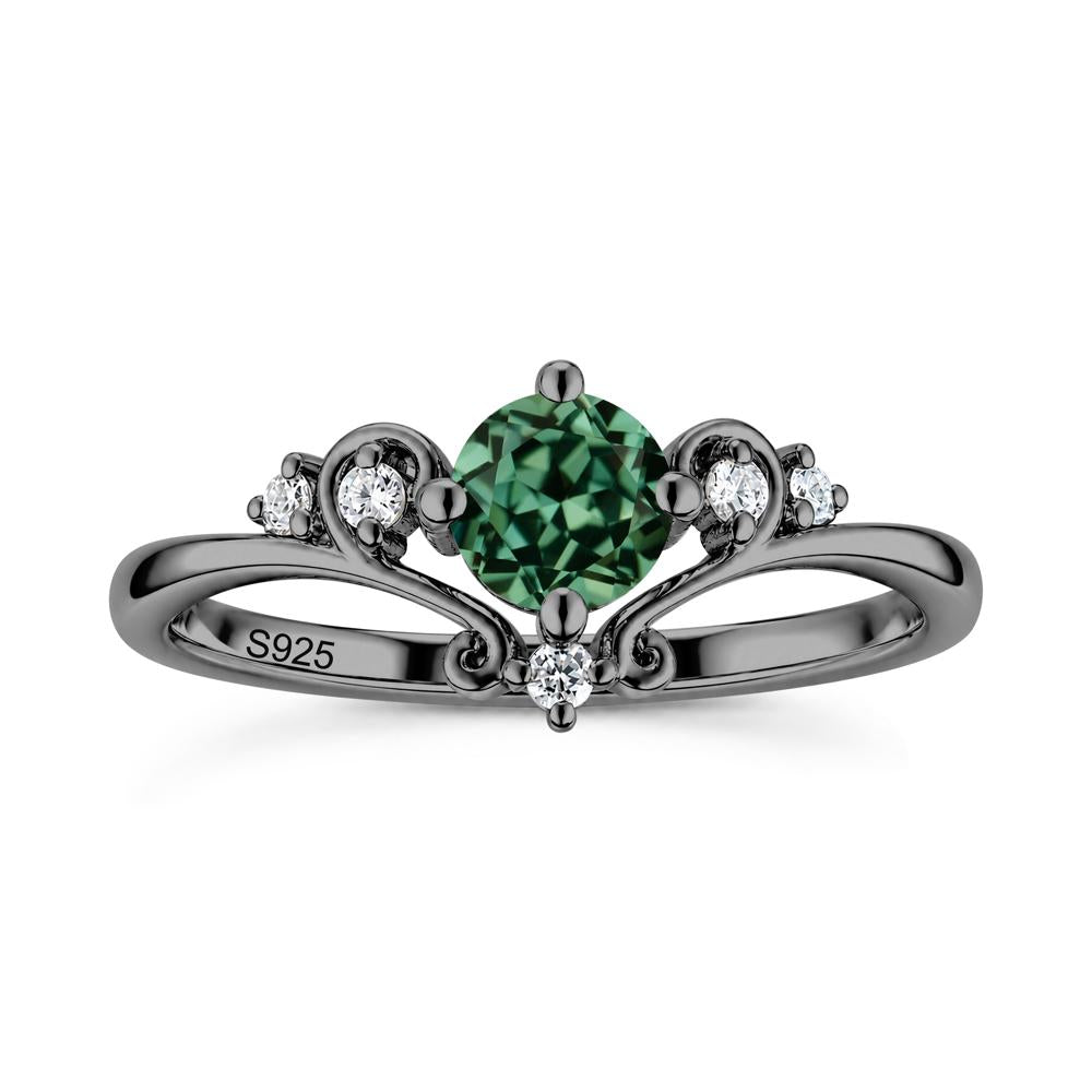 Vintage Round Cut Sapphire Swirl Vine Ring - LUO Jewelry #gemstone_Green Sapphire