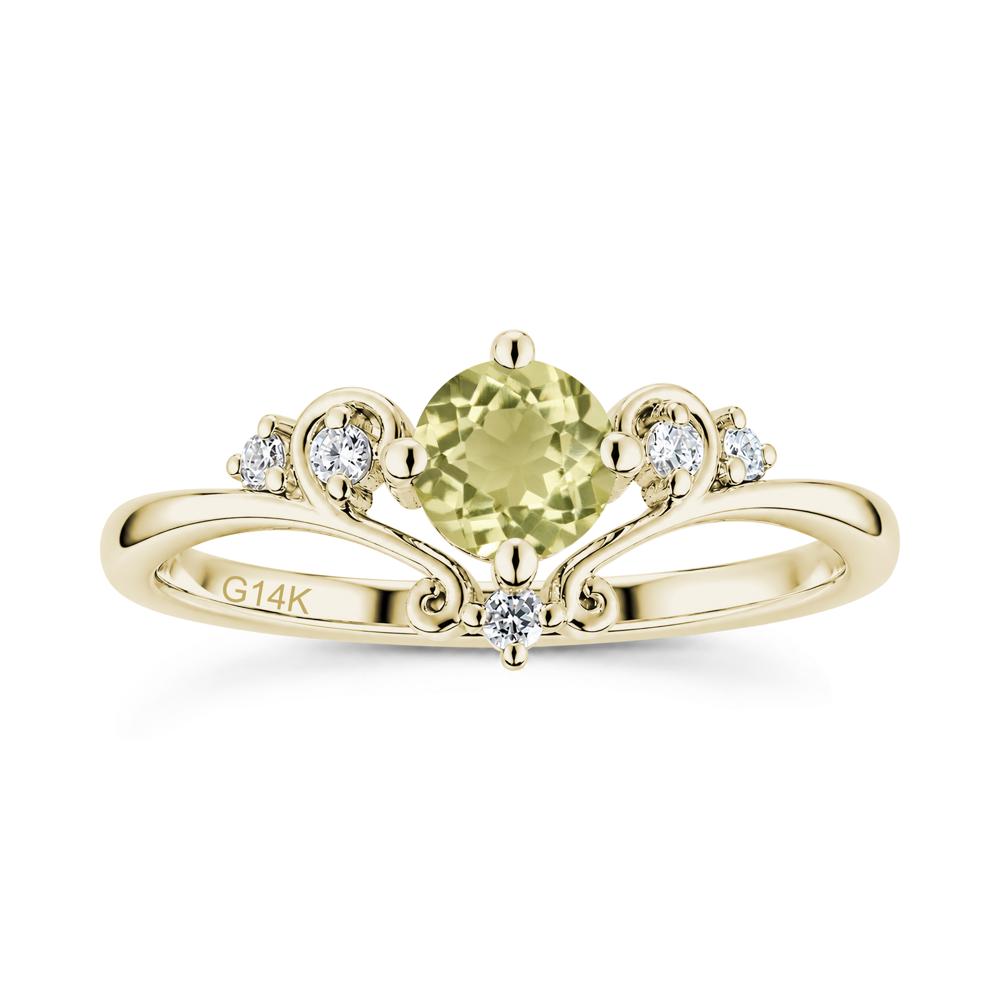Vintage Round Cut Sapphire Swirl Vine Ring - LUO Jewelry #gemstone_Lemon Quartz