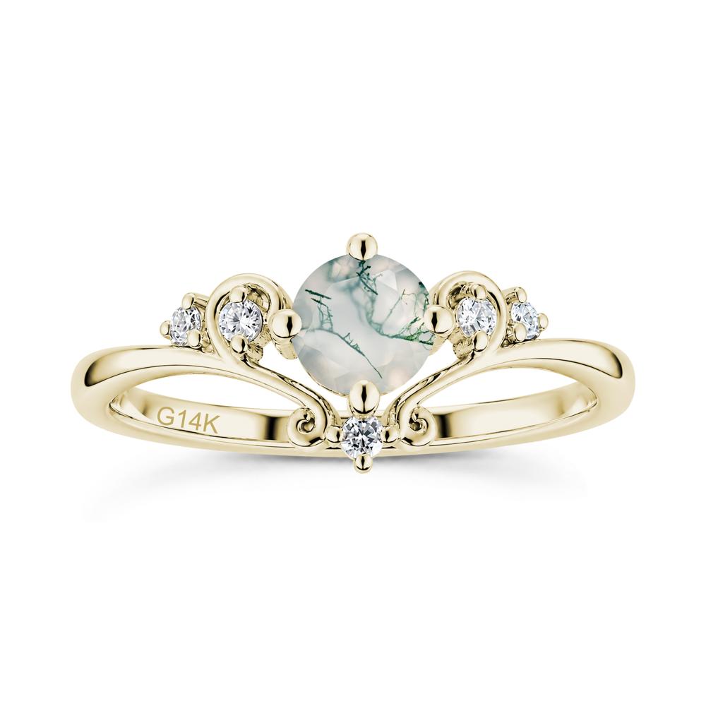 Vintage Round Cut Sapphire Swirl Vine Ring - LUO Jewelry #gemstone_Moss Agate