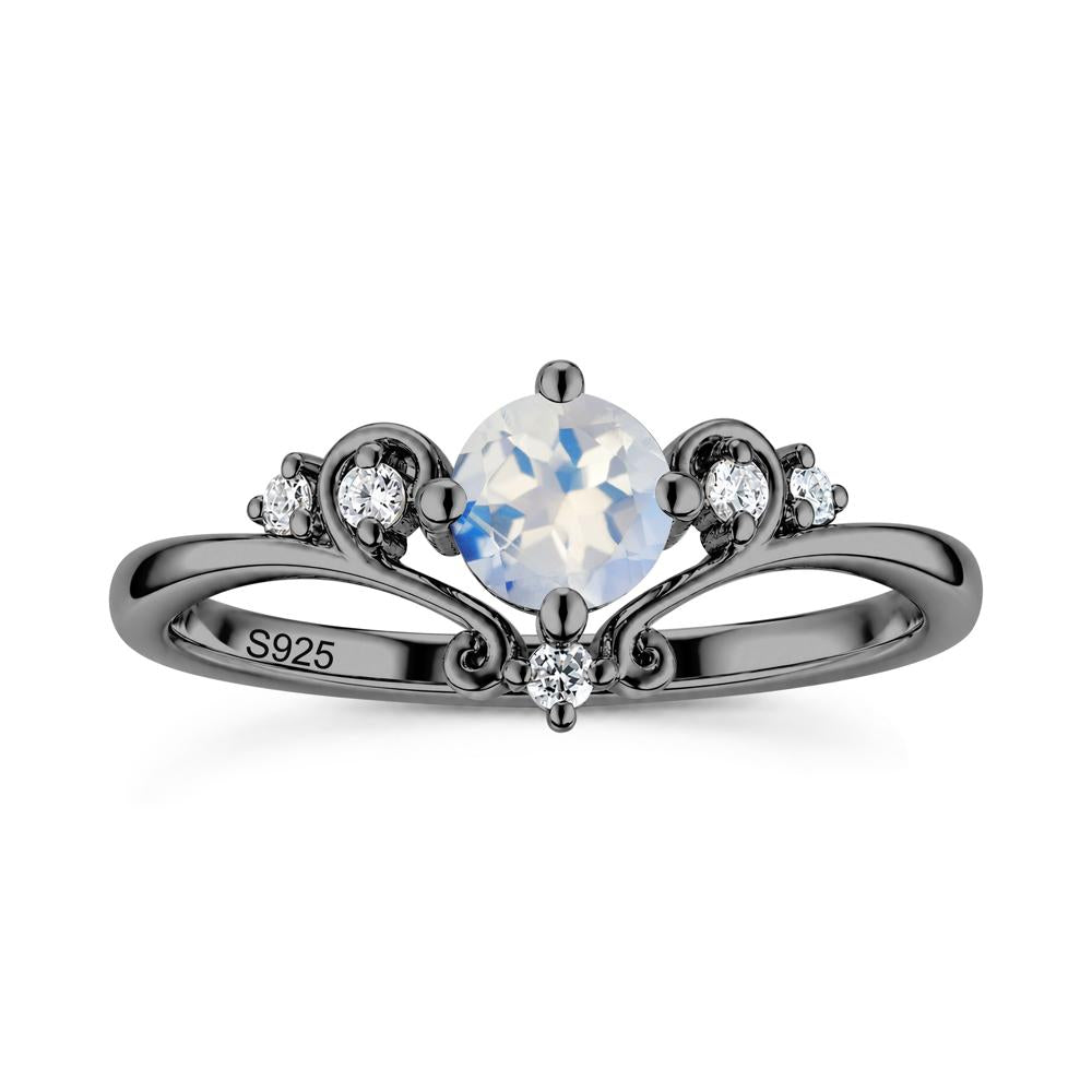 Vintage Round Cut Sapphire Swirl Vine Ring - LUO Jewelry #gemstone_Moonstone
