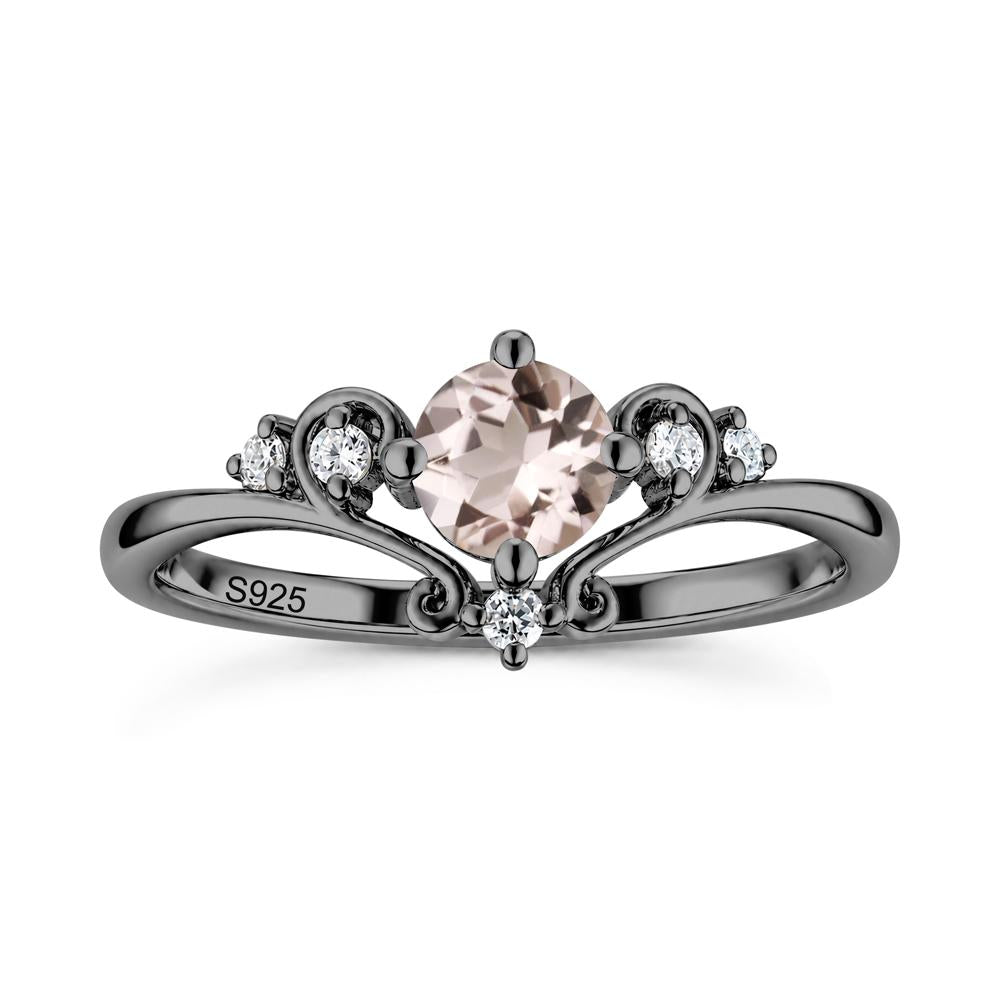 Vintage Round Cut Sapphire Swirl Vine Ring - LUO Jewelry #gemstone_Morganite