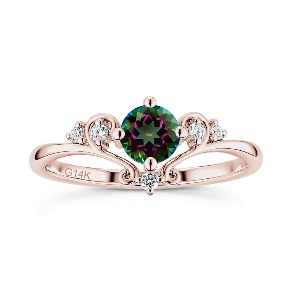 Vintage Round Cut Sapphire Swirl Vine Ring - LUO Jewelry #gemstone_Mystic Topaz