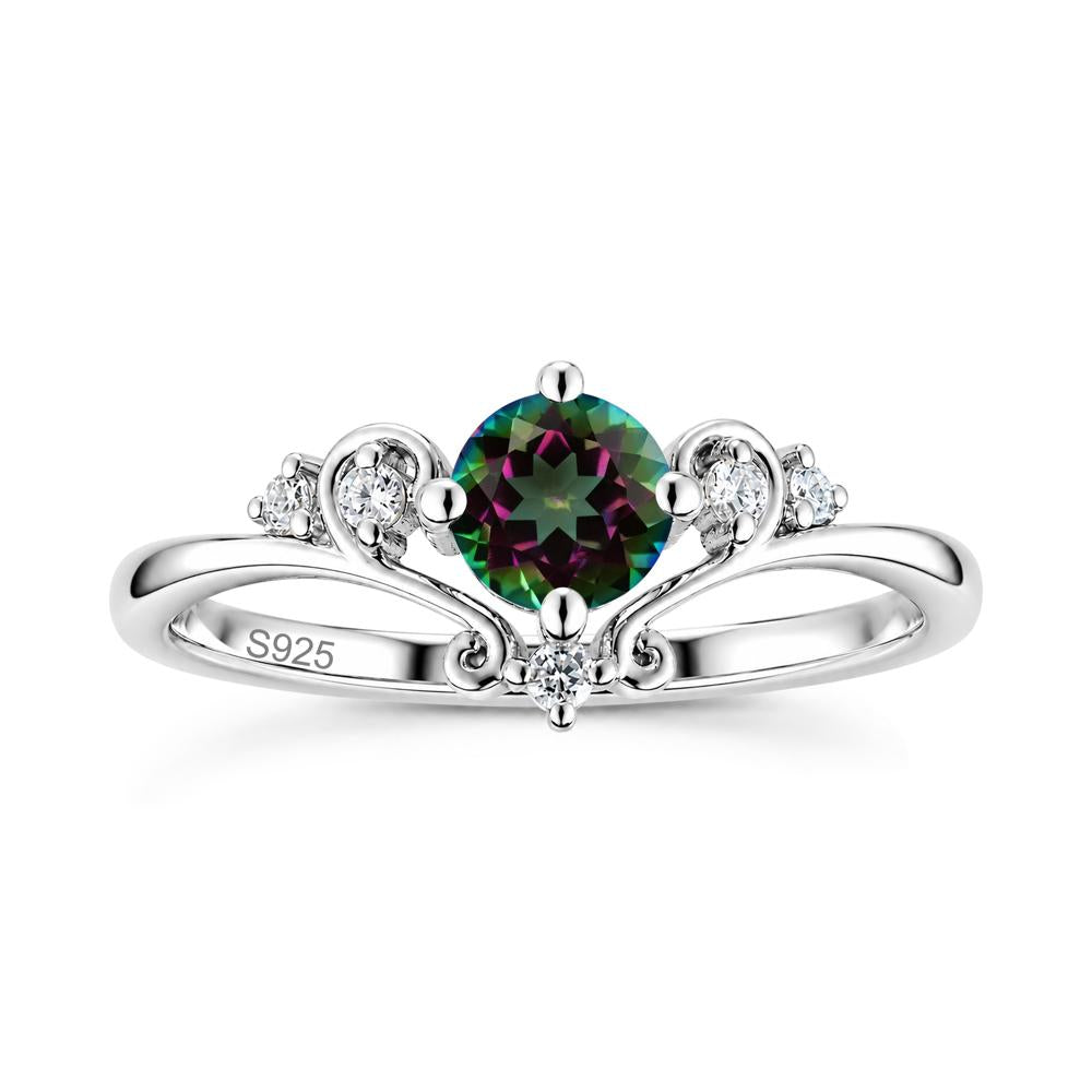 Vintage Round Cut Sapphire Swirl Vine Ring - LUO Jewelry #gemstone_Mystic Topaz