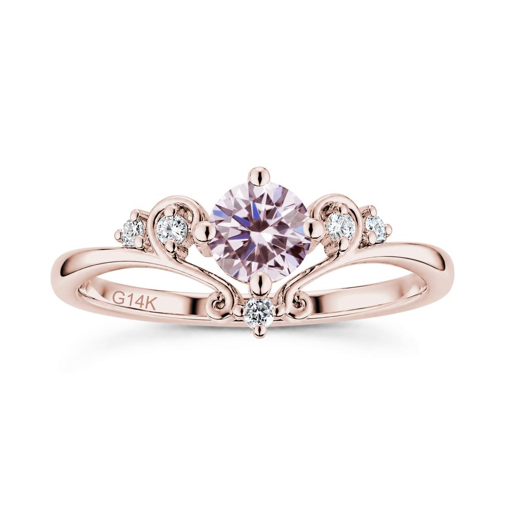 Vintage Round Cut Sapphire Swirl Vine Ring - LUO Jewelry #gemstone_Pink Cubic Zirconia