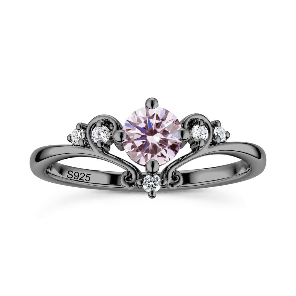Vintage Round Cut Sapphire Swirl Vine Ring - LUO Jewelry #gemstone_Pink Cubic Zirconia