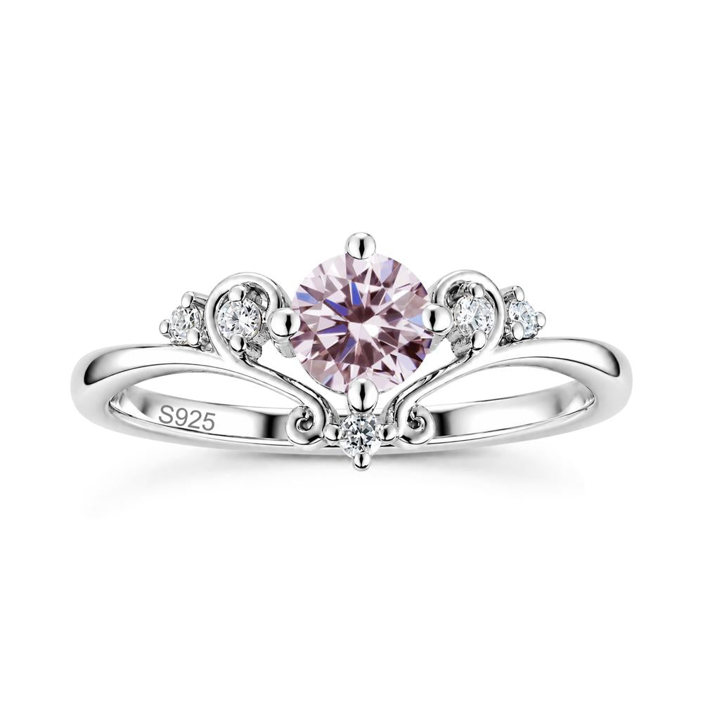 Vintage Round Cut Sapphire Swirl Vine Ring - LUO Jewelry #gemstone_Pink Cubic Zirconia