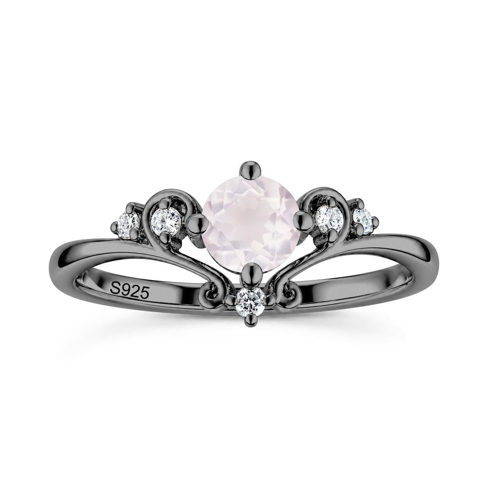 Vintage Round Cut Sapphire Swirl Vine Ring - LUO Jewelry #gemstone_Rose Quartz