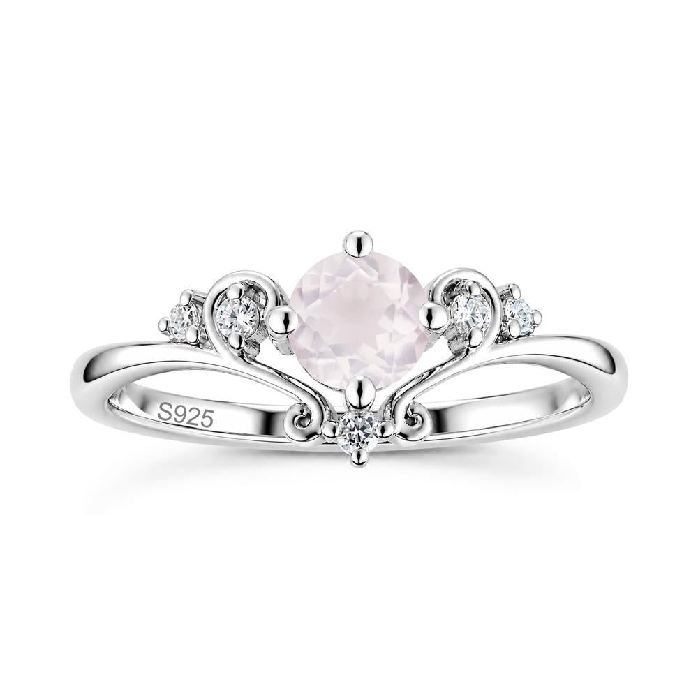 Vintage Round Cut Sapphire Swirl Vine Ring - LUO Jewelry #gemstone_Rose Quartz