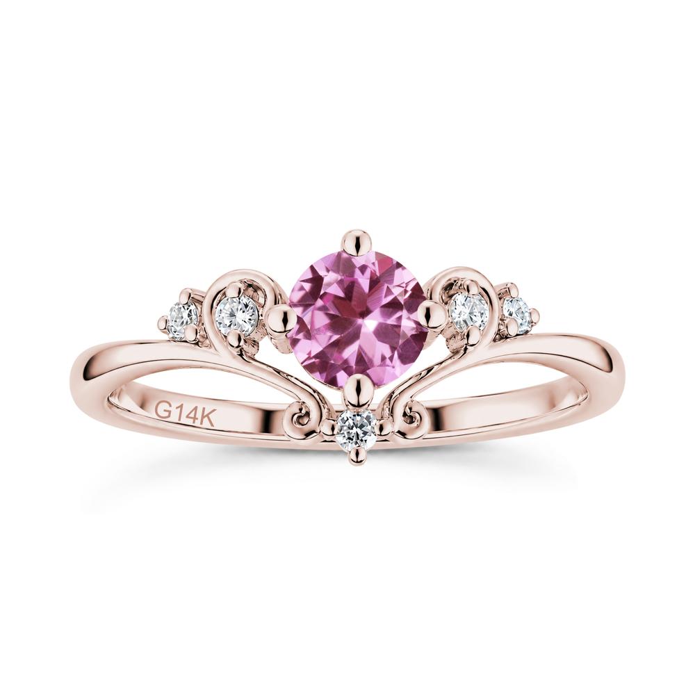 Vintage Round Cut Sapphire Swirl Vine Ring - LUO Jewelry #gemstone_Pink Sapphire