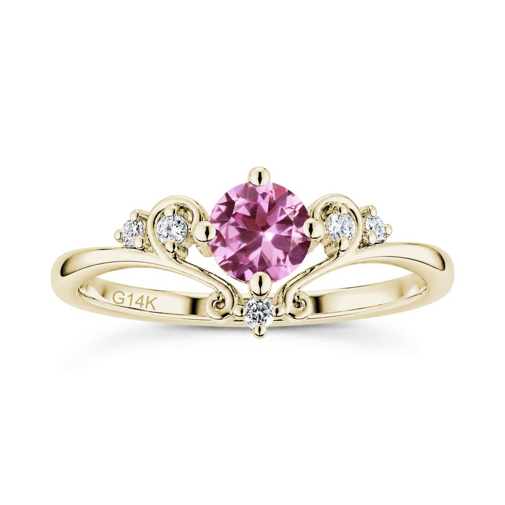 Vintage Round Cut Sapphire Swirl Vine Ring - LUO Jewelry #gemstone_Pink Sapphire