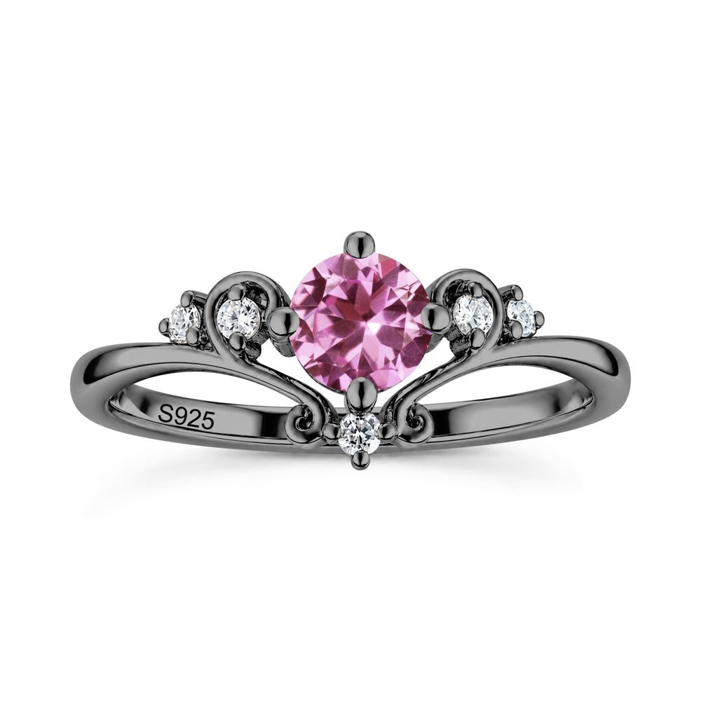 Vintage Round Cut Sapphire Swirl Vine Ring - LUO Jewelry #gemstone_Pink Sapphire