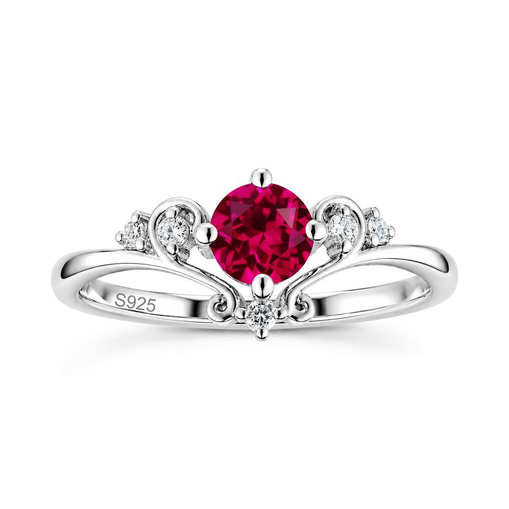 Vintage Round Cut Sapphire Swirl Vine Ring - LUO Jewelry #gemstone_Ruby