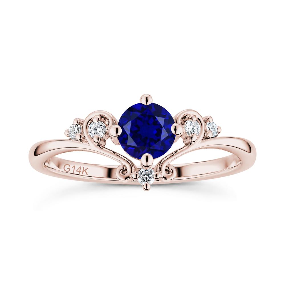 Vintage Round Cut Sapphire Swirl Vine Ring - LUO Jewelry #gemstone_Sapphire
